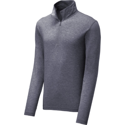 Custom Sport-Tek PosiCharge Tri-Blend Wicking 1/4-Zip Pullover. True Navy Blue Heather