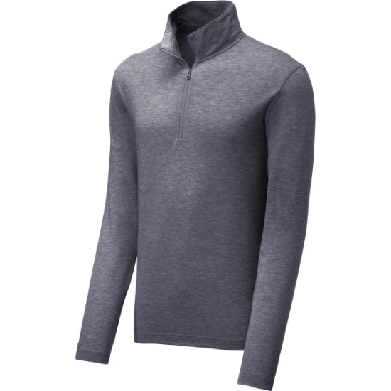 Custom Sport-Tek PosiCharge Tri-Blend Wicking 1/4-Zip Pullover. True Navy Blue Heather