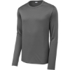 Custom Sport-Tek Posi-UV Pro Long Sleeve Tee. Dark Smoke Gray