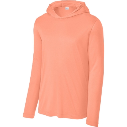 Custom Sport-Tek Posi-UV Pro Long Sleeve Hoodie Soft Coral Pink