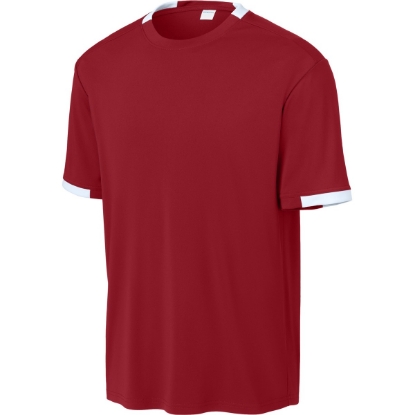 Custom Sport-Tek Club Short Sleeve Crew Deep Red/White