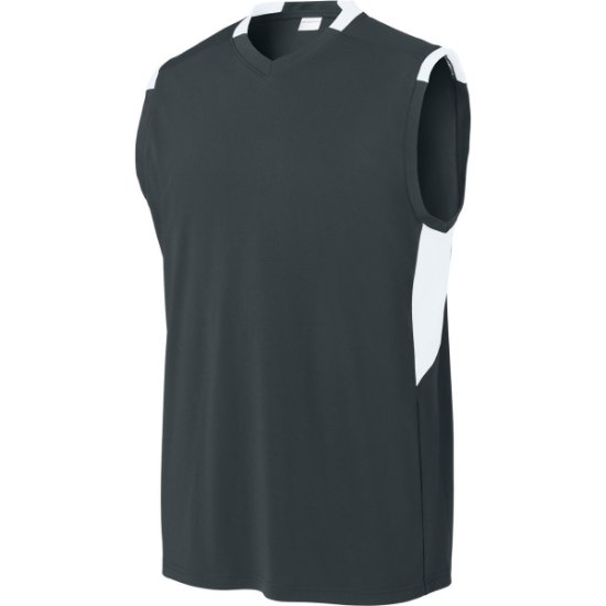 Custom Sport-Tek Club Sleeveless V-Neck Iron Gray/White