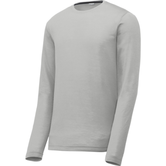 Custom Sport-Tek Long Sleeve PosiCharge Competitor Cotton Touch Tee. Silver
