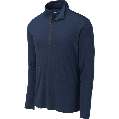Custom Sport-Tek Endeavor 1/2-Zip Pullover. Dark Royal Blue Heather
