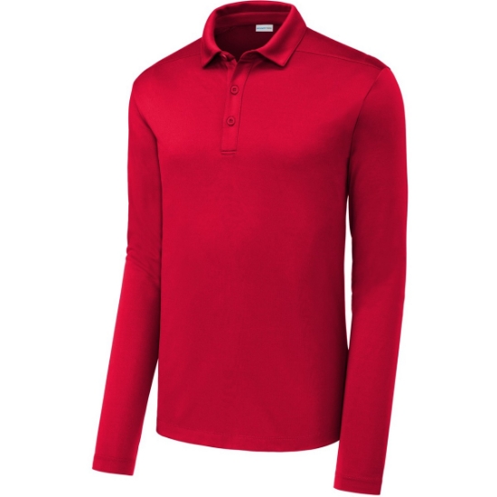 Custom Sport-Tek Posi-UV Pro Long Sleeve Polo. True Red