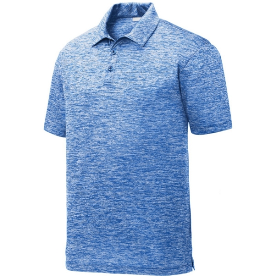 Custom Sport-Tek PosiCharge Electric Heather Polo. True Royal Blue Electric