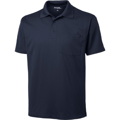 Custom Sport-Tek Micropique Sport-Wick Pocket Polo. True Navy Blue