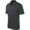 Custom Sport-Tek Colorblock Micropique Sport-Wick Polo. Iron Gray/Forest Green