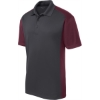 Custom Sport-Tek Colorblock Micropique Sport-Wick Polo. Iron Gray/Maroon Red