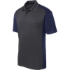 Custom Sport-Tek Colorblock Micropique Sport-Wick Polo. Iron Gray/True Navy Blue