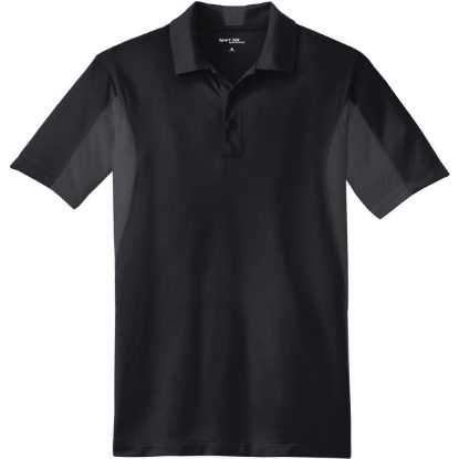 Custom Sport-Tek Side Blocked Micropique Sport-Wick Polo. Black/Iron Gray