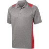 Custom Sport-Tek Heather Colorblock Contender Polo. Vintage Heather Gray/True Red