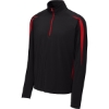 Custom Sport-Tek Sport-Wick Stretch 1/4-Zip Colorblock Pullover. Black/True Red