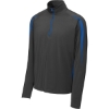 Custom Sport-Tek Sport-Wick Stretch 1/4-Zip Colorblock Pullover. Charcoal Gray/True Royal Blue