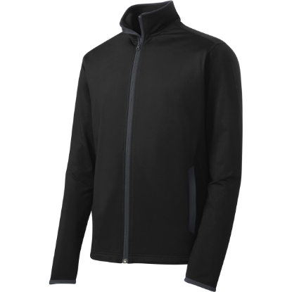 Custom Sport-Tek Sport-Wick Stretch Contrast Full-Zip Jacket. Blk/Char Grey