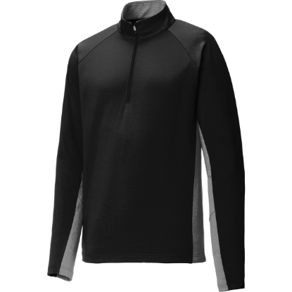 Custom Sport-Tek Sport-Wick Stretch Contrast 1/4-Zip Pullover. Black/Charcoal Gray Heather