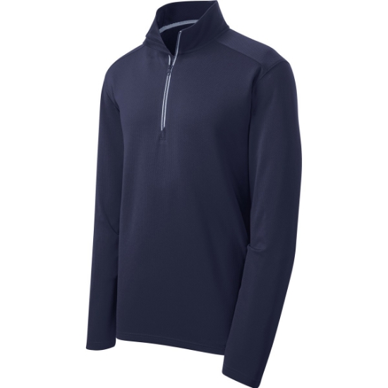 Custom Sport-Tek Sport-Wick Textured 1/4-Zip Pullover. True Navy Blue
