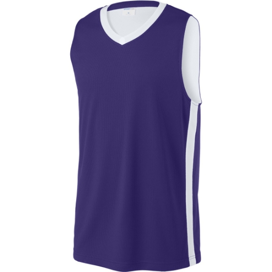Custom Sport-Tek Rival Basketball Rev Jersey Purple/White