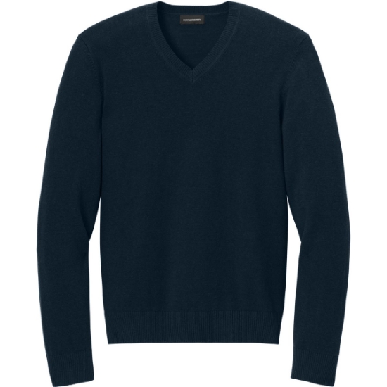 Custom Port Authority Easy Care V-Neck Sweater River Blue Navy