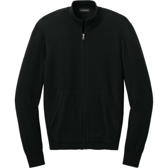 Custom Port Authority Easy Care Full-Zip Sweater Deep Black