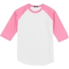 Custom Sport-Tek Colorblock Raglan Jersey. White/Bright Pink