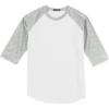 Custom Sport-Tek Colorblock Raglan Jersey. White/Grey Hth