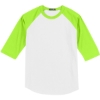 Custom Sport-Tek Colorblock Raglan Jersey. White/Lime Shk