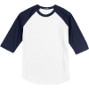 Custom Sport-Tek Colorblock Raglan Jersey. White/Navy Blue