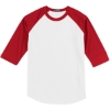 Custom Sport-Tek Colorblock Raglan Jersey. White/Red