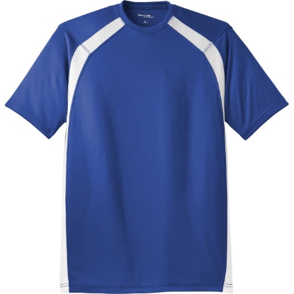 Custom Sport-Tek Dry Zone Colorblock Crew. True Royal Blue/White