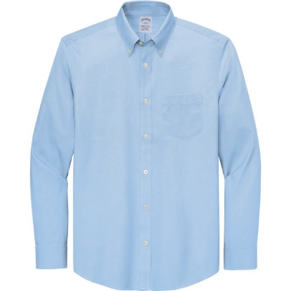 Custom Brooks Brothers Tall Wrinkle-Free Stretch Pinpoint Shirt Newport Blue