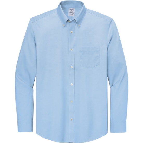 Custom Brooks Brothers Tall Wrinkle-Free Stretch Pinpoint Shirt Newport Blue