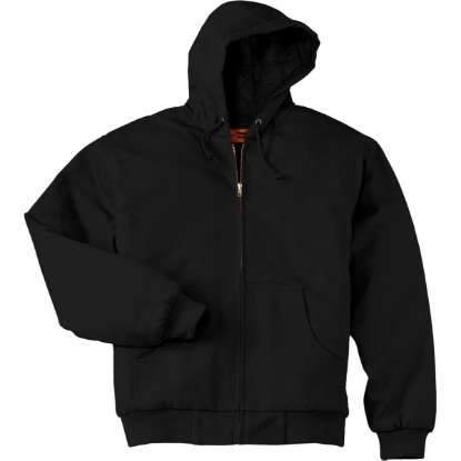 Custom CornerStone Tall Duck Cloth Hooded Work Jacket. Black