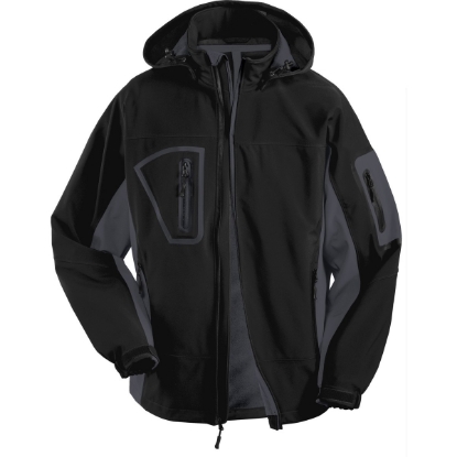 Custom Port Authority Tall Waterproof Soft Shell Jacket. Black/Graphite Gray