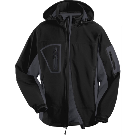 Custom Port Authority Tall Waterproof Soft Shell Jacket. Black/Graphite Gray