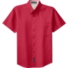 Custom Port Authority Tall Short Sleeve Easy Care Shirt. Red/Light Stone Beige