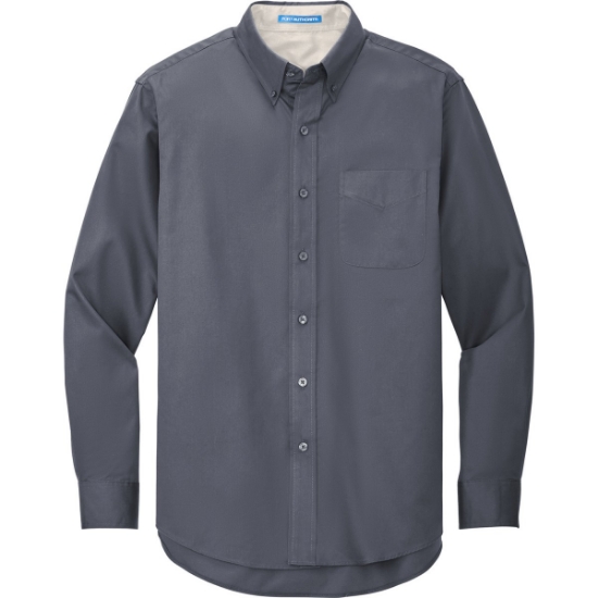 Custom Port Authority Tall Long Sleeve Easy Care Shirt. Stl Grey/Lt St