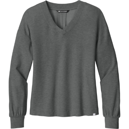 Custom TravisMathew Womens Long Weekend V-Neck DkGyHthr