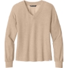 Custom TravisMathew Womens Long Weekend V-Neck Natural Heather Beige