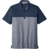 Custom TravisMathew Oceanside Blocked Polo. Blue Nights/Blue Nights Heather