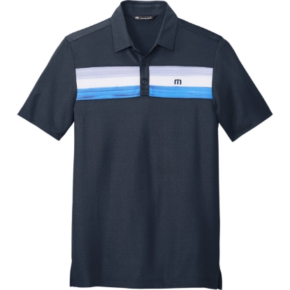 Custom TravisMathew Cabana Chest Stripe Polo. Blue Nights