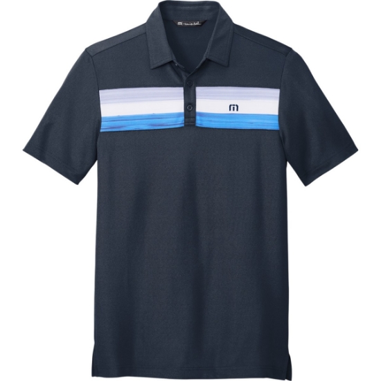 Custom TravisMathew Cabana Chest Stripe Polo. Blue Nights