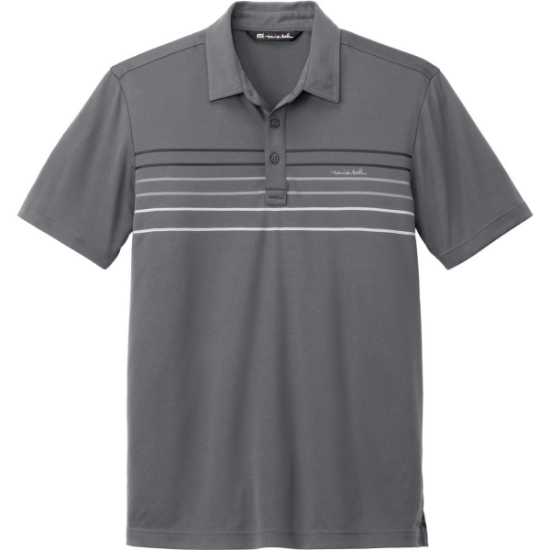 Custom TravisMathew Coto Performance Chest Stripe Polo DarkGrey