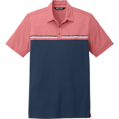 Custom TravisMathew Sunset Blocked Polo Cardinal Red Heather/Blue Nights
