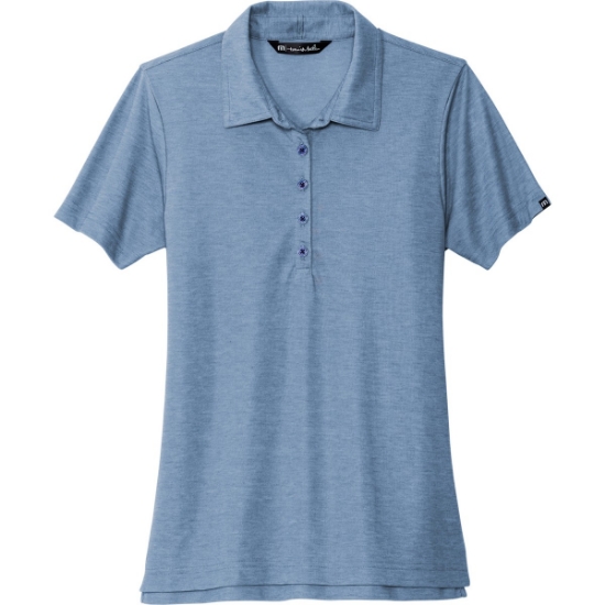 Custom TravisMathew Womens Oceanside Heather Polo Classic Blue Heather