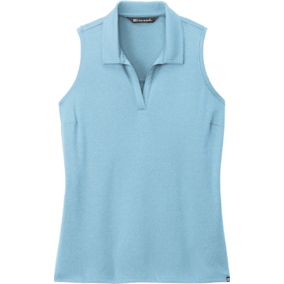 Custom TravisMathew Womens Coto Performance Sleeveless Polo Brilliant Blue Heather