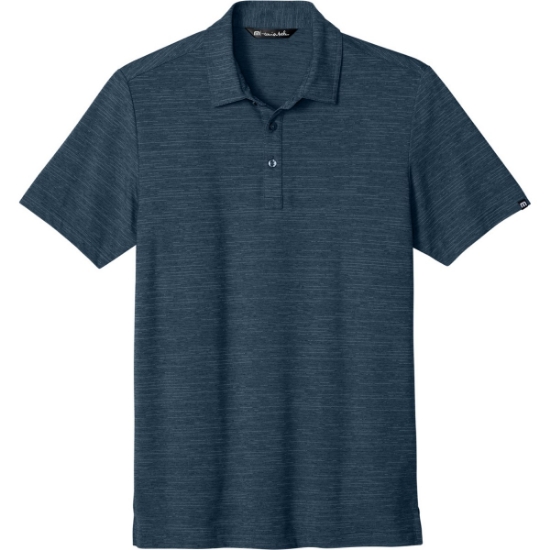 Custom TravisMathew Crestview Polo Vintage Indigo Heather Blue