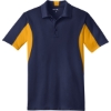Custom Sport-Tek Tall Side Blocked Micropique Sport-Wick Polo. True Navy Blue/Gold