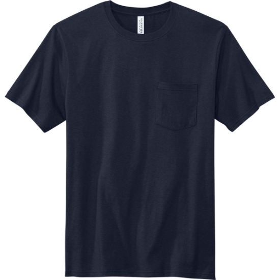 Custom Volunteer Knitwear All-American Pocket Tee Strong Navy Blue