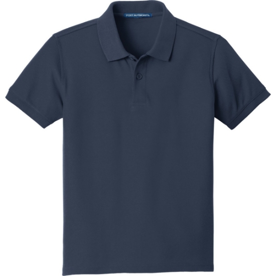 Custom Port Authority Youth Core Classic Pique Polo. River Blue Navy